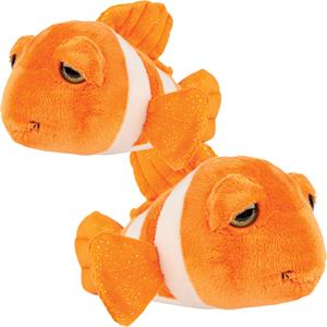 pluche Clownvissen knuffeldier set - cute eyes - oranje - 25 en 15 cm -