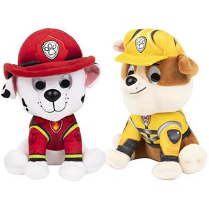 Paw Patrol 2x stuks  pluche karakters knuffels Rubble en Marshall 15 cm -