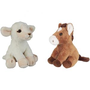 Boerderij dieren zachte pluche knuffels 2x stuks - Schaap en Paard van 15 cm -