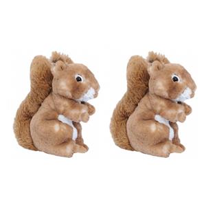 Set van 2x stuks pluche eekhoorn knuffels bruin 20 cm -