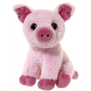 Heunec Zacht roze pluche varken knuffeltje 14 cm -