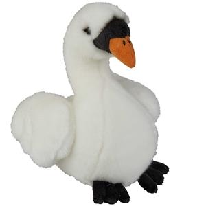 Ravensden Pluche knuffel dieren Witte Zwaan vogel van 18 cm -