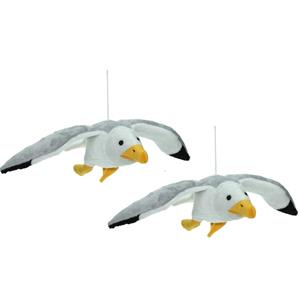 Cornelissen Set van 2x stuks pluche knuffel dieren Zeemeeuw vogel van 31 cm -