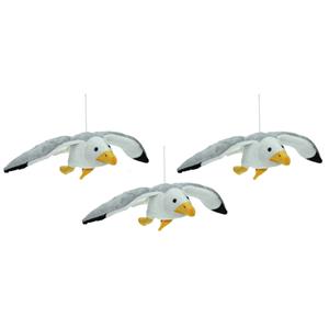 Cornelissen Set van 3x stuks pluche knuffel dieren Zeemeeuw vogel van 31 cm -