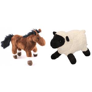 Cornelissen Pluche knuffel boerderijdieren set Schaap/lammetje en Paard van 20 cm -