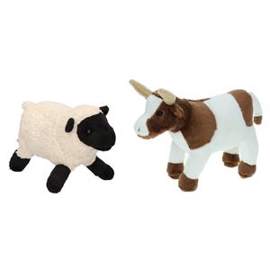 Cornelissen Pluche knuffel boerderijdieren set Koe en Schaap/lammetje van 22 cm -