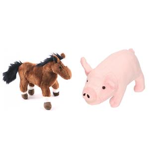 Cornelissen Pluche knuffel boerderijdieren set Varken en Paard van 20 cm -