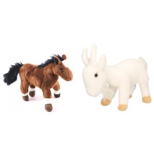 Cornelissen Pluche knuffel boerderijdieren set Geit en Paard van 20 cm -