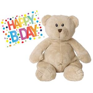 Happy Horse Pluche knuffel  knuffelbeer 32 cm met Happy Birthday wenskaart -