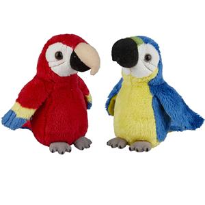 Ravensden Papegaaien serie pluche knuffels 2x stuks -Blauwe en Rode van 15 cm -