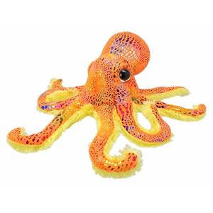 Pluche octopus knuffel oranje glitter 25 cm -