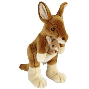 Pluche bruine kangoeroe met baby knuffel 28 cm speelgoed -