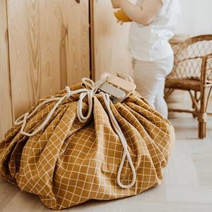 Speelkleed en opbergzak Play&Go Organic Mustard Grid