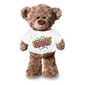 Bellatio Decorations Beterschap mama pluche teddybeer knuffel 24 cm met wit t-shirt -