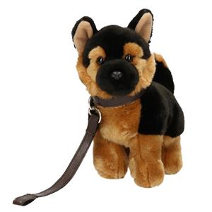 Merkloos Pluche Duitse Herdershond knuffel 22 cm met riem -