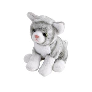 Wild Republic Pluche knuffel kat/poes grijs met wit van 13 cm -