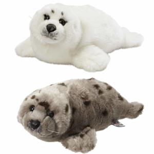 Nature Planet 2x stuks Zeehonden knuffels van cm wit en grijs -