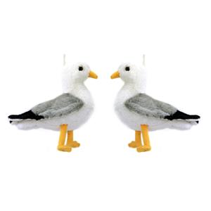 Creation pluche zeemeeuw knuffeldier - 2x - grijs/wit - met geluid - 20 cm -