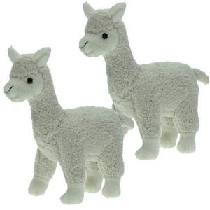 Cornelissen Set van 2x stuks pluche knuffel dieren witte Alpaca van 20 cm -