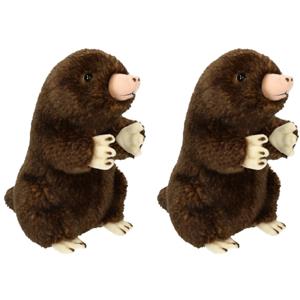 2x stuks pluche mol knuffeldier zittend 22 cm -