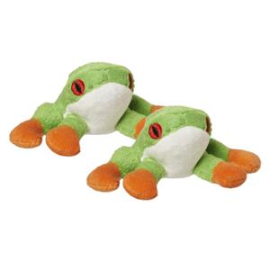 Nature Planet 2x stuks pluche boomkikker knuffel 10 cm -