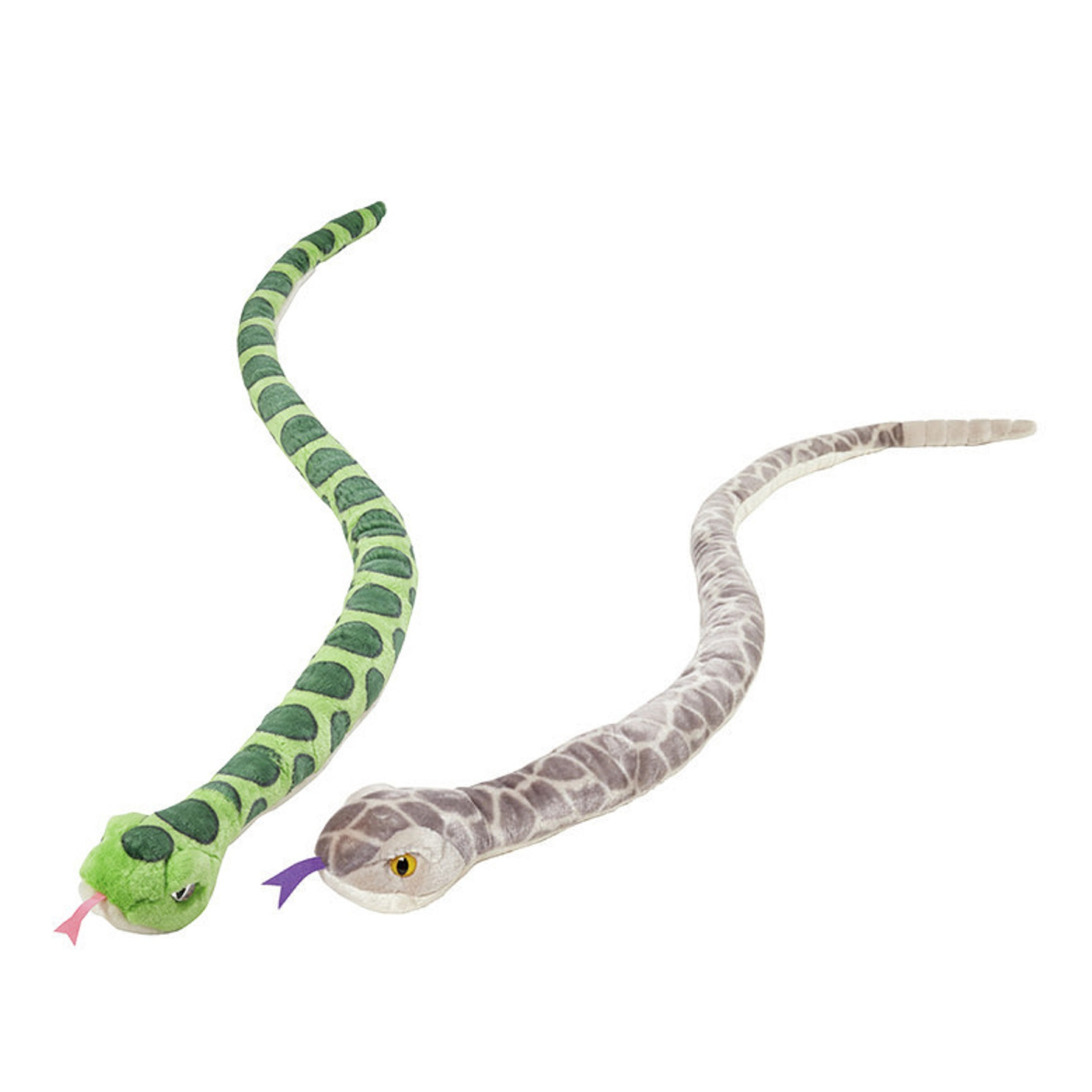 Nature Planet Pluche dieren knuffels 2x slangen van 145 cm -