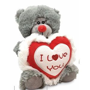 JonoToys Pluche knuffelbeer/teddybeer met I love you hartje - grijs - 30 cm -