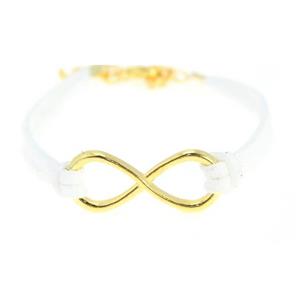 Leren Infinity BFF armband - Wit