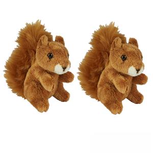 multipak van 2x stuks pluche knuffel dieren Rode Eekhoorns van 15 cm -