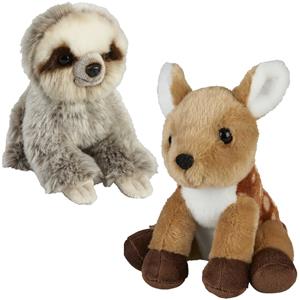 Knuffeldieren set luiaard en hertje pluche knuffels 18 cm -