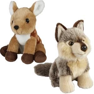 Knuffeldieren set wolf en hertje pluche knuffels 18 cm -