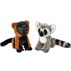 Ravensden Apen serie zachte pluche knuffels 2x stuks - Ringstaart Maki en Vari Aapje van 18 cm -