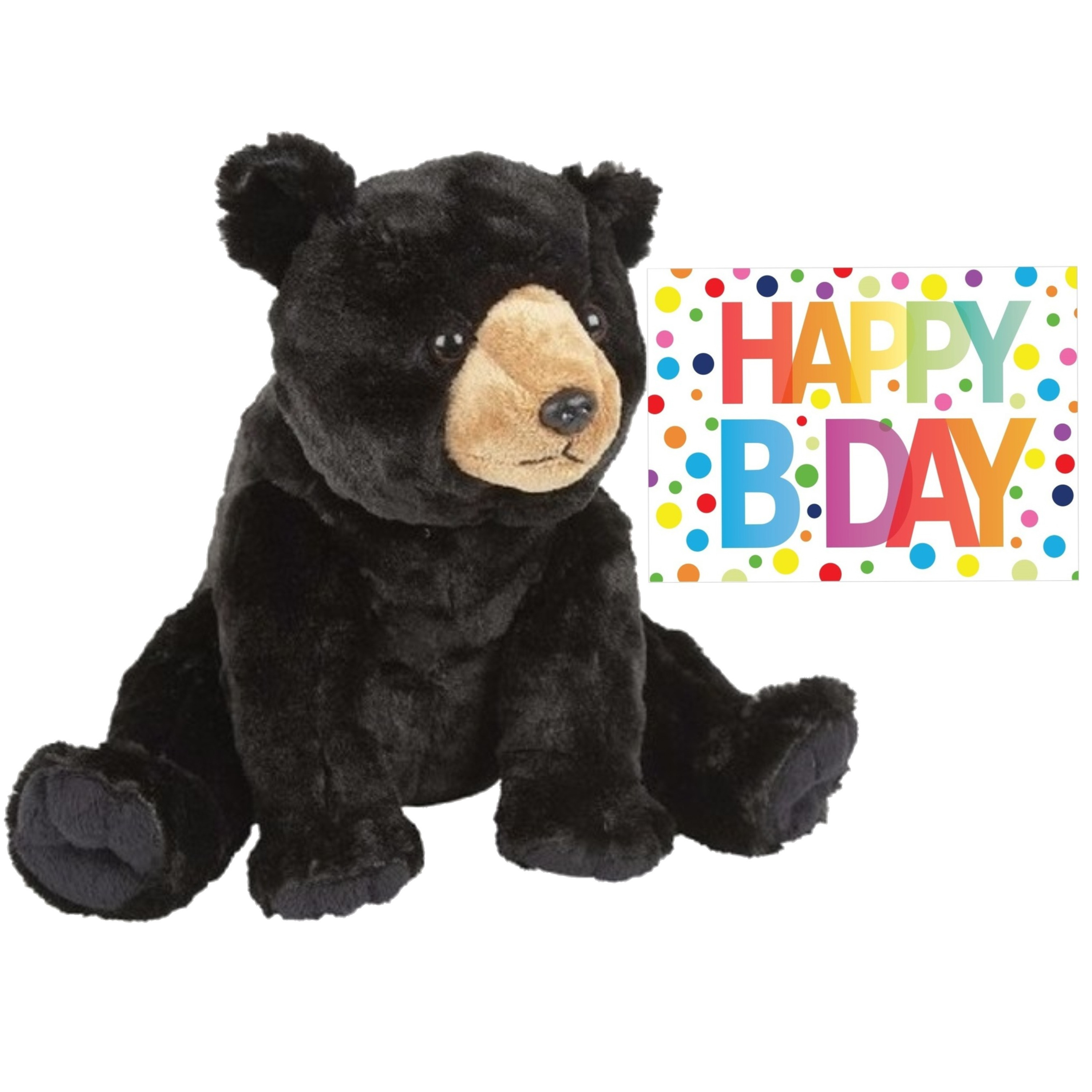 Merkloos Pluche knuffel knuffelbeer 30 cm met A5-size Happy Birthday wenskaart -