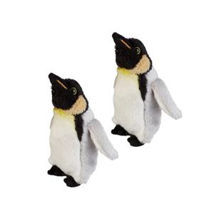 Merkloos 2x stuks pluche koningspinguin knuffel van 15 cm -