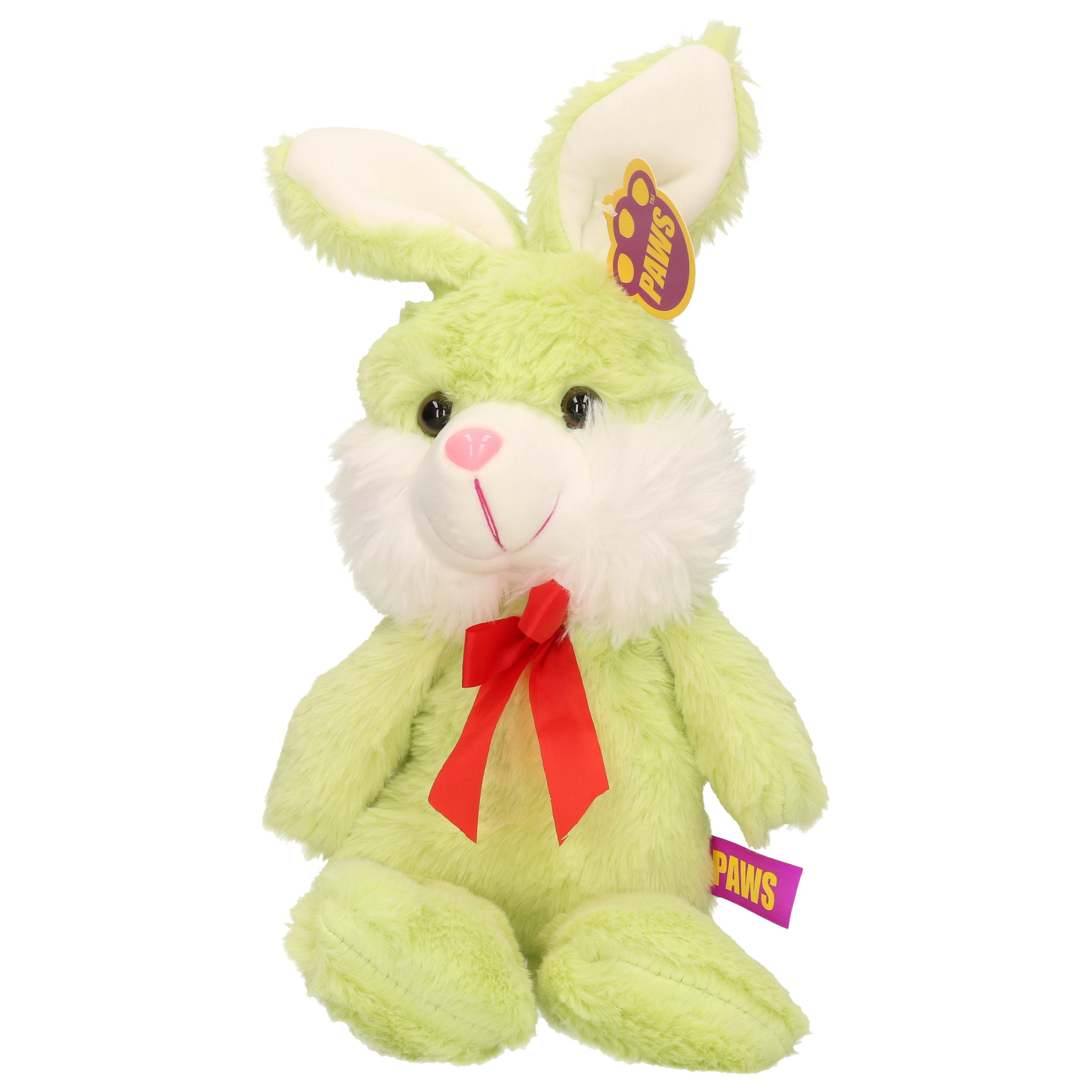 Paashaas/haas/konijn knuffel dier - zachte pluche - groen - cadeau - 32 cm - met strikje -