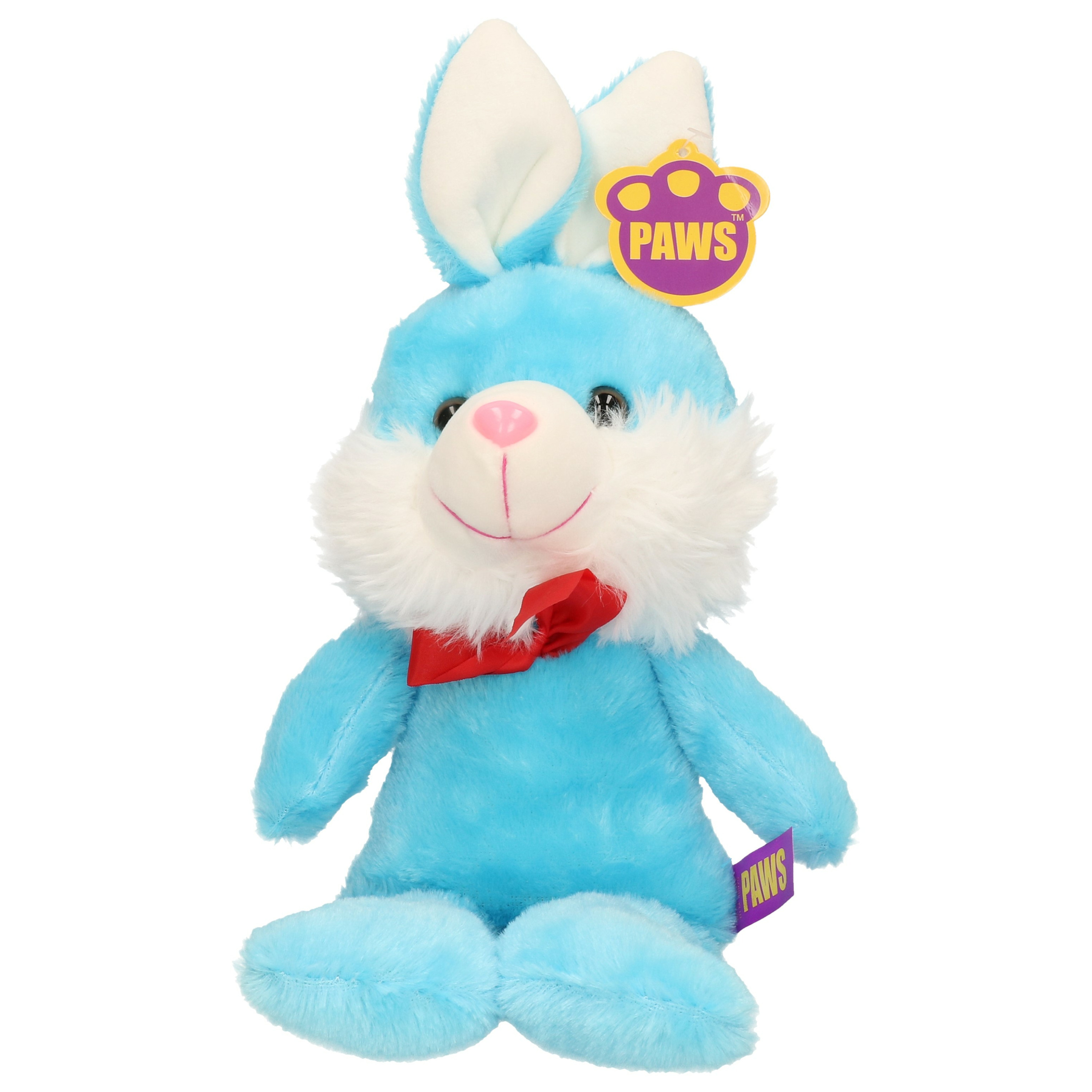 Paashaas/haas/konijn knuffel dier - zachte pluche - lichtblauw - cadeau - 32 cm - met strikje -