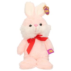 Paashaas/haas/konijn knuffel dier - zachte pluche - lichtroze - cadeau - 32 cm - met strikje -