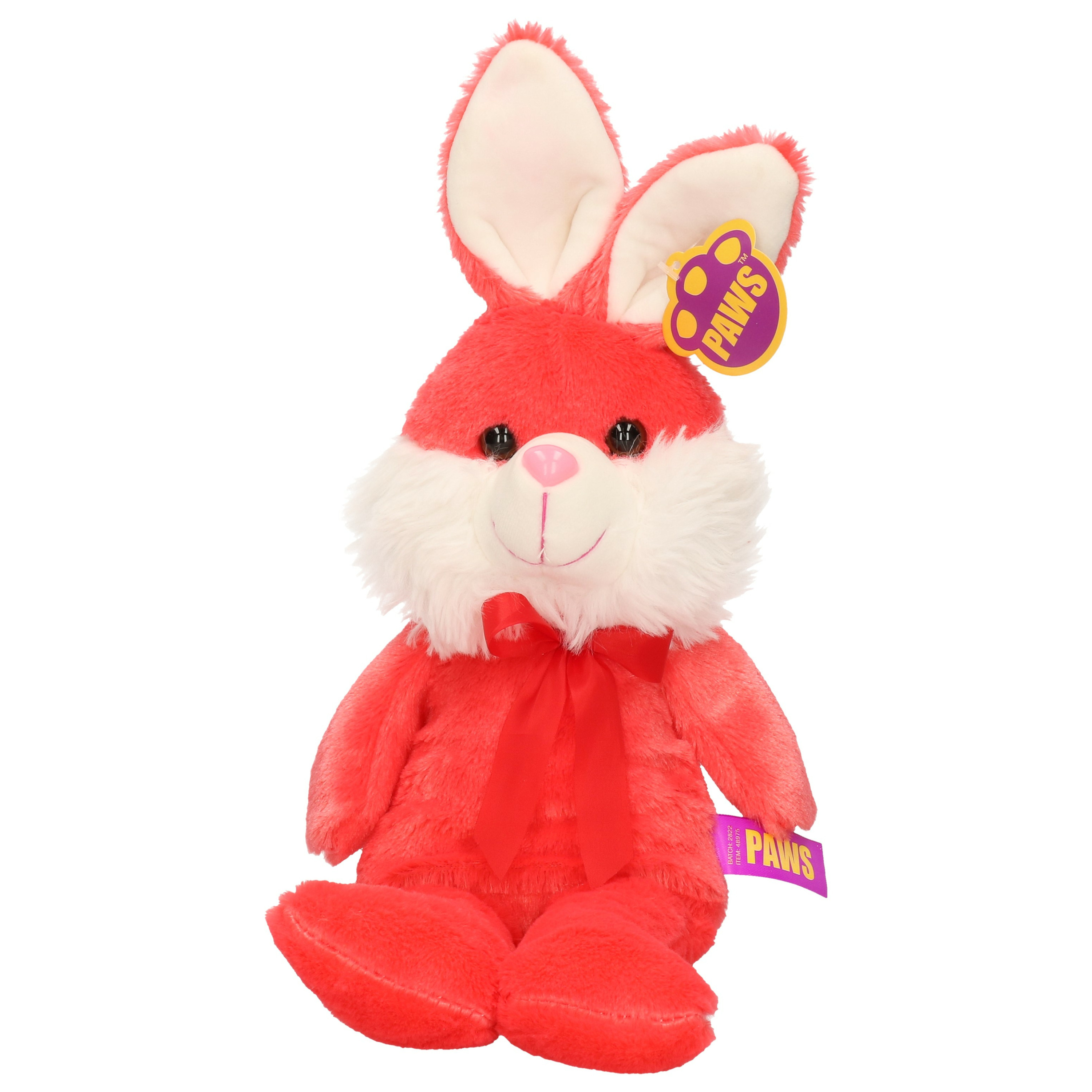 Paashaas/haas/konijn knuffel dier - zachte pluche - rood - cadeau - 32 cm - met strikje -