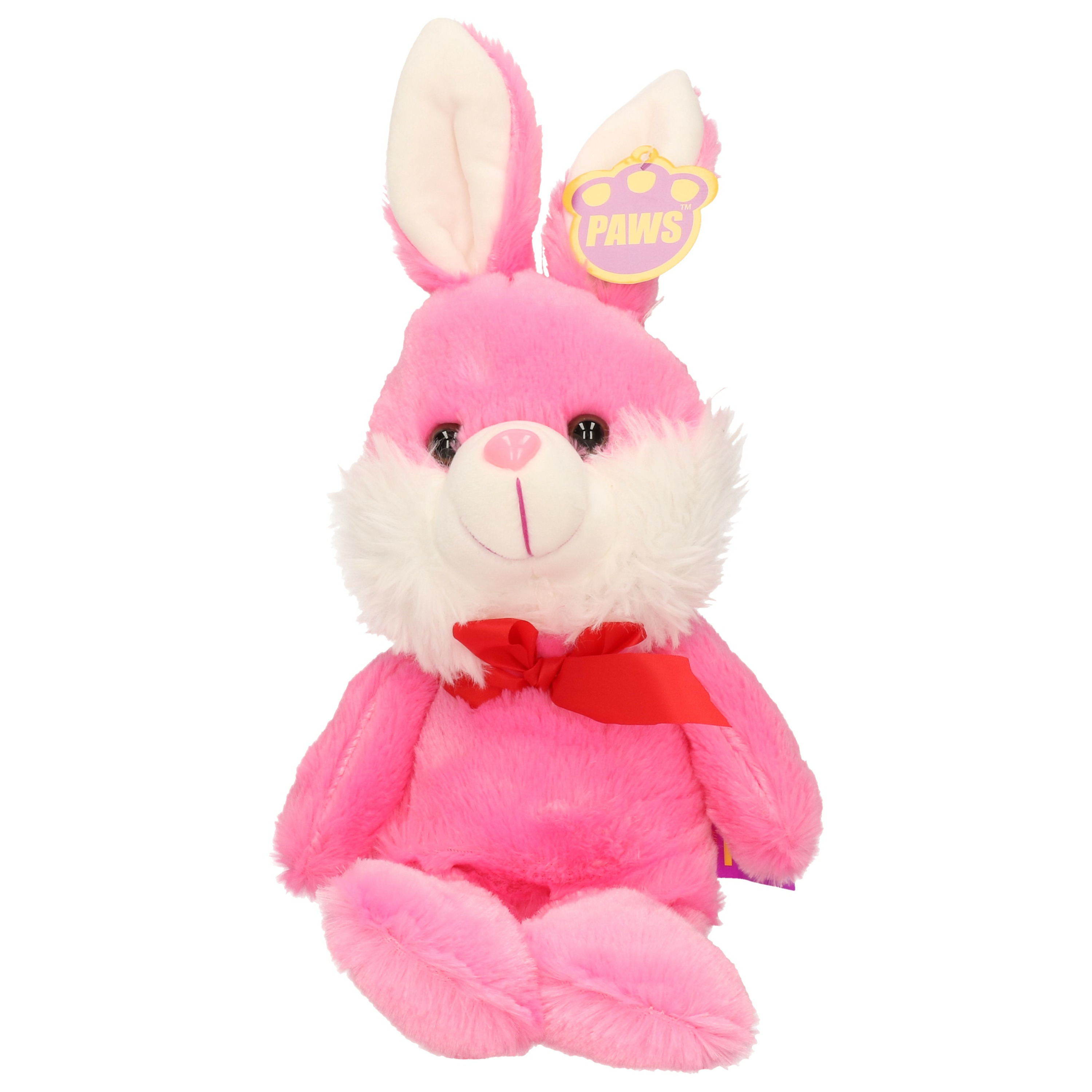 Paashaas/haas/konijn knuffel dier - zachte pluche - roze - cadeau - 32 cm - met strikje -