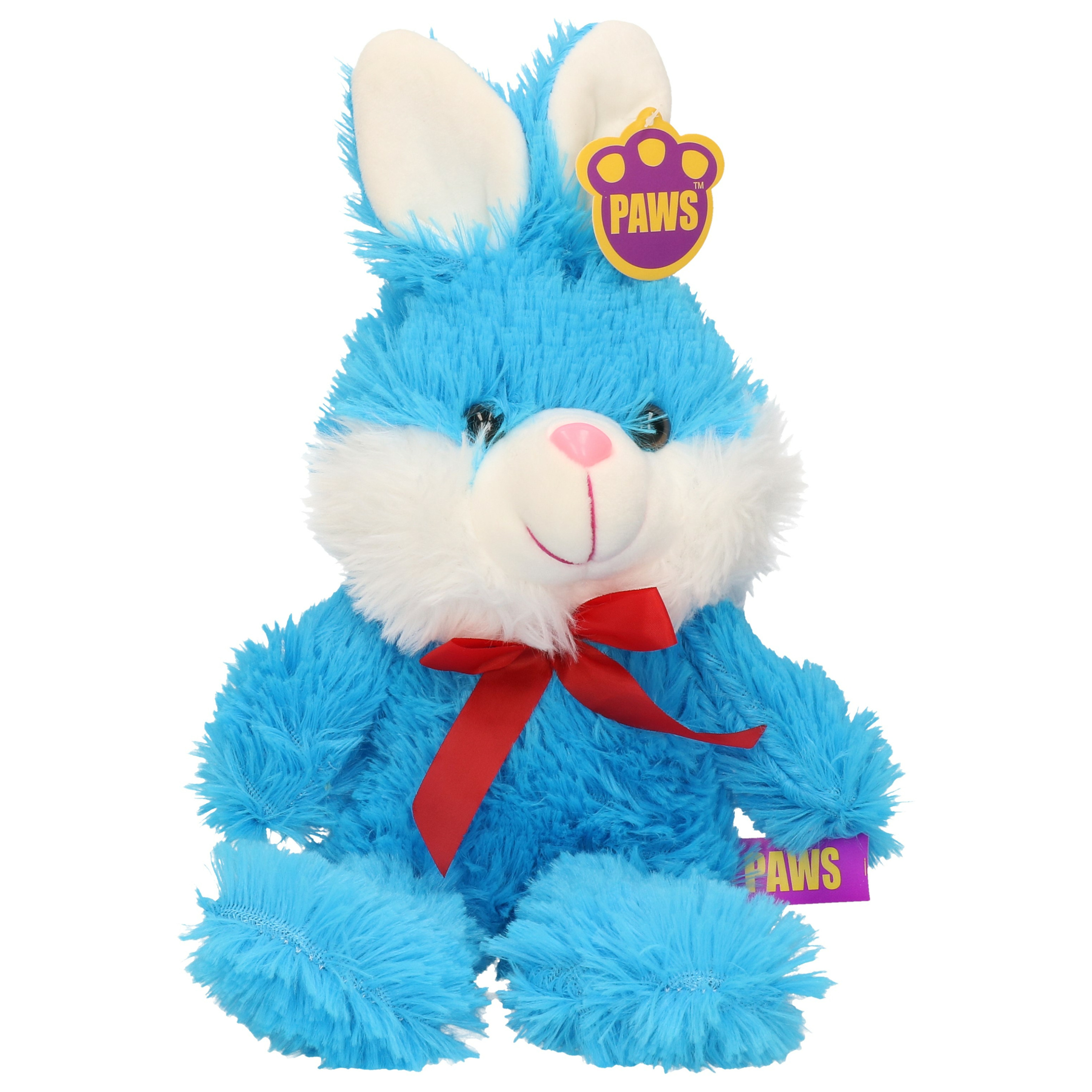 Paashaas/haas/konijn knuffel dier - zachte pluche - blauw - cadeau - 32 cm - met strikje -