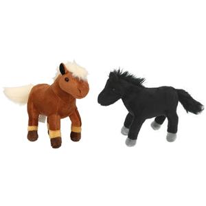 Cornelissen Set van 2x stuks pluche dieren paarden knuffels 25 cm -