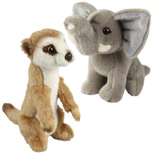 Ravensden Knuffeldieren set olifant en stokstaartje pluche knuffels 18 cm -