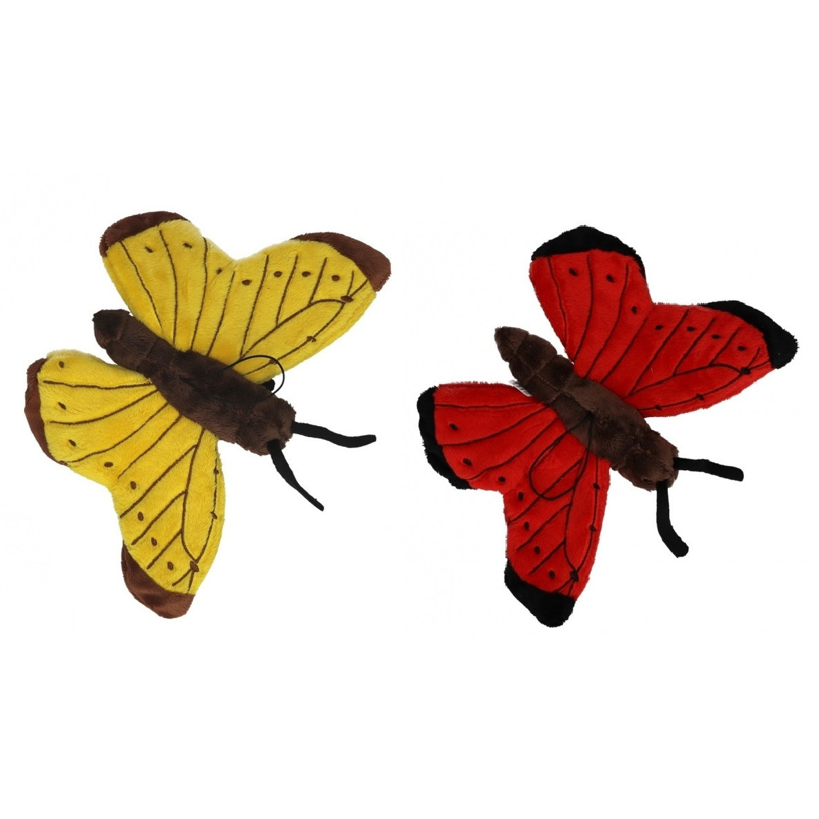 Cornelissen Set van 2x stuks pluche vlinder knuffeldieren van 21 cm -