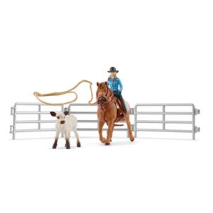 Schleich 42577 - Farm World, Team Roping mit Cowgirl