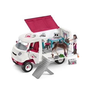 Schleich 42439 - Horse Club, Mobile Tierärztin mit Hannoveraner-Fohlen, Tierarztmobil mit Zubehör, Spielset