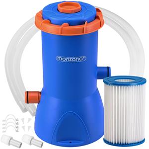 Poolpumpe 1140, 2280, 3400, 3800 L/h Fördermenge 15-90W Pumpleistung Schläuche Filterkartusche Filterpumpe Pumpe 90Watt 340x270x270 mm - Monzana