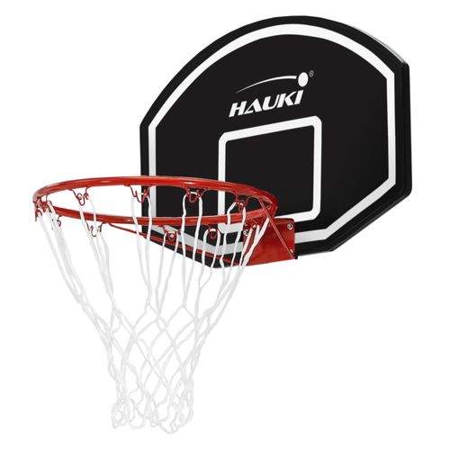 hauki Basketballkorb Set mit Ring und Netz, 71x45 cm, Schwarz, wetterfest, Basketball-Backboard für Wandmontage, In/Outdoor, Hängender Basketballbrett