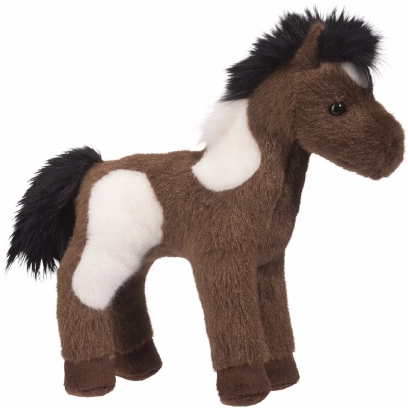 Dieren knuffel paard/pony Paint donkerbruin 20 cm -