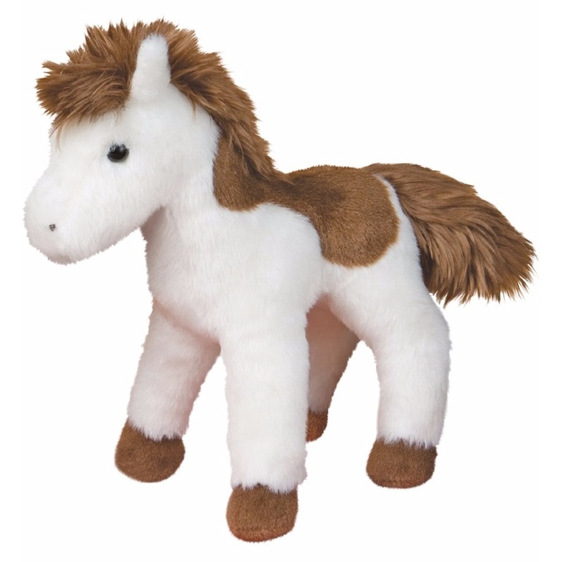 Knuffel pony/paard Paint lichtbruin 20 cm -