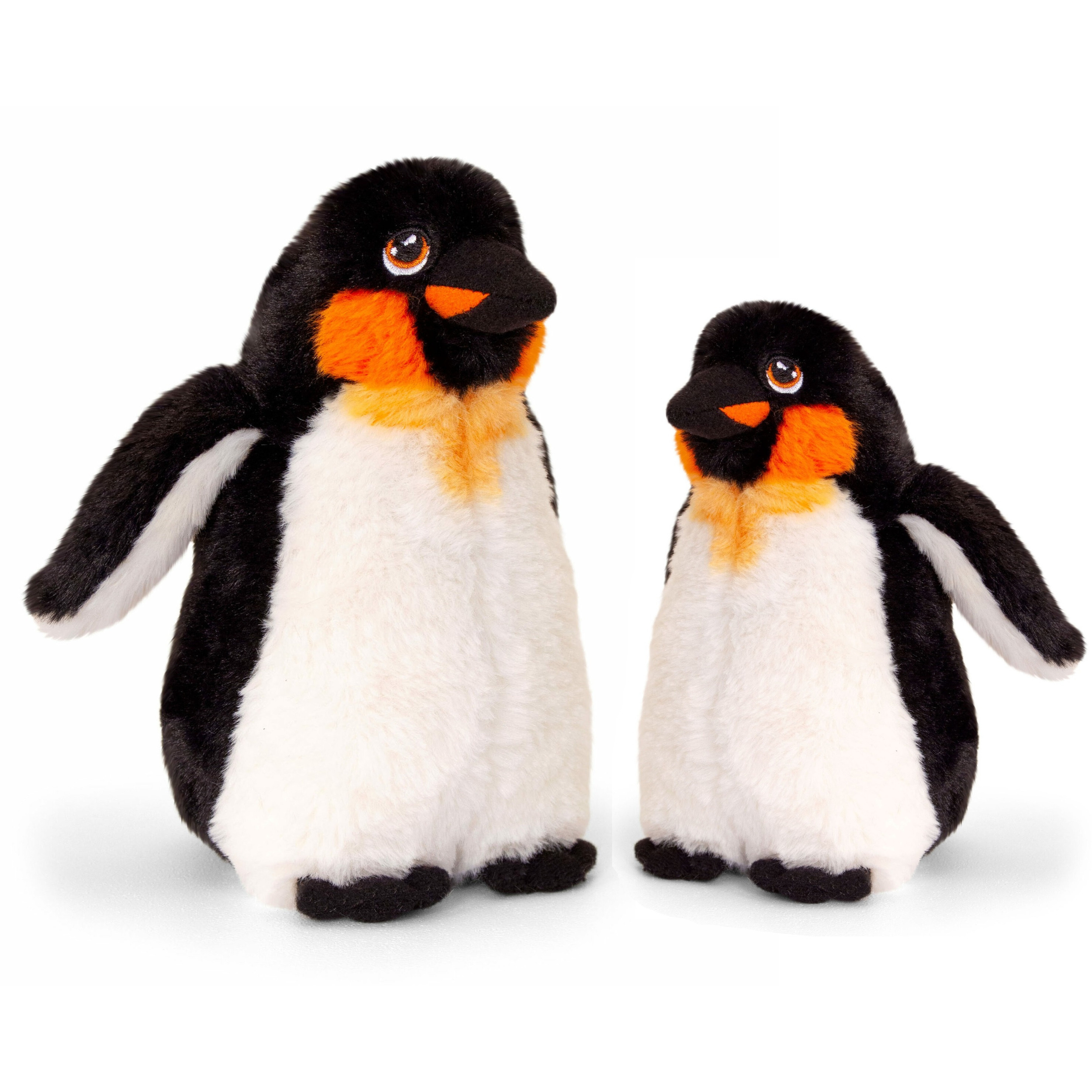 Keel Toys pluche Keizer pinguin knuffeldieren - wit/zwart - staand - 20 en 25 cm -